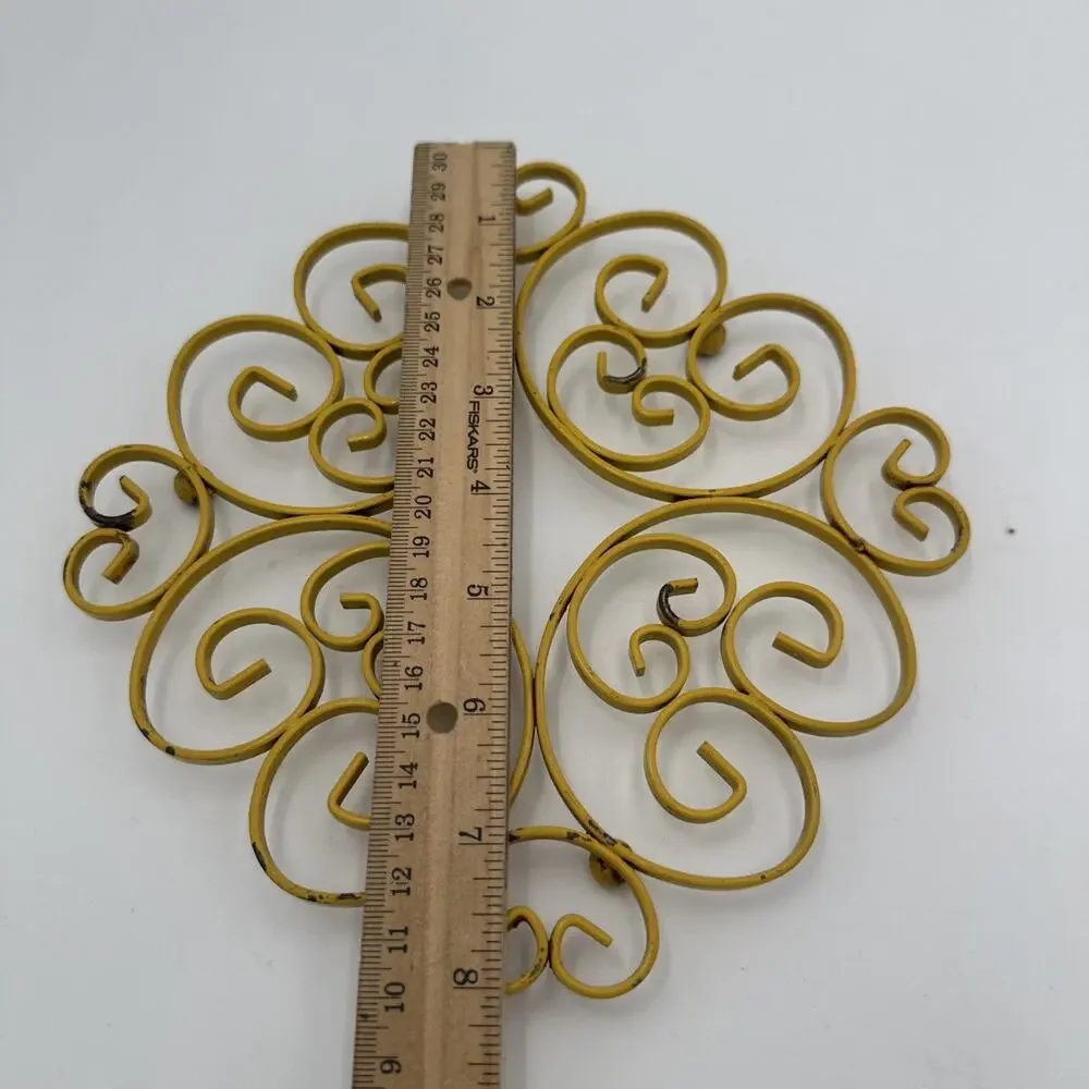 Vintage Metal Trivet Retro Harvest Gold Swirly Scroll Shaped